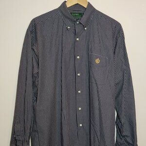 Lauren Ralph Lauren Des Black Gingham Check Oxford Long Sleeve Button Shirt Sz L